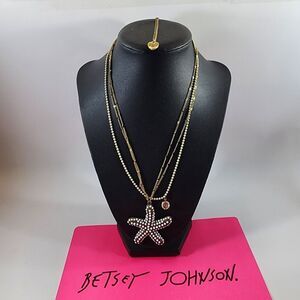 Betsey Johnson vintage starfish 3 chain necklace